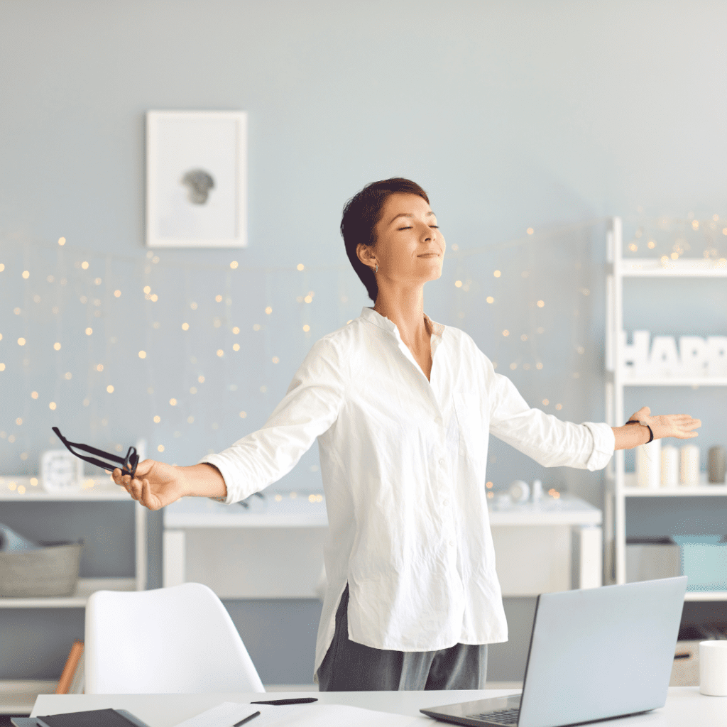 Breathe and digest - a woman takes a breathe and find space within
